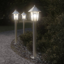 vidaXL 3 db ezüstszínű rozsdamentes acél kültéri állólámpa 80 cm kültéri világítás