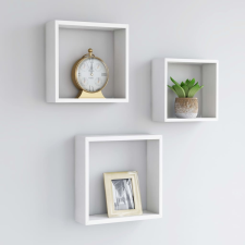 vidaXL 3 db fehér MDF fali kockapolc bútor