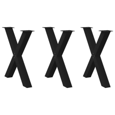 vidaXL 3 db fekete acél étkezőasztal lábak X-alakú 70x(72-73) cm bútor