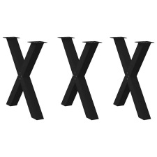 vidaXL 3 db fekete acél étkezőasztal lábak X-alakú 70x(72-73) cm bútor