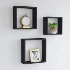 vidaXL 3 db fekete MDF fali kockapolc bútor