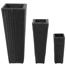 vidaXL 3 db fekete polyrattan kerti magaságyás kerti tárolás