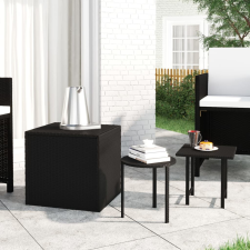vidaXL 3 db fekete polyrattan kisasztal bútor