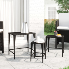 vidaXL 3 db fekete polyrattan rakásolható kisasztal bútor