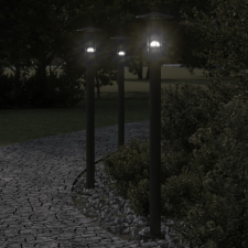 vidaXL 3 db fekete rozsdamentes acél kültéri állólámpa 100 cm kültéri világítás