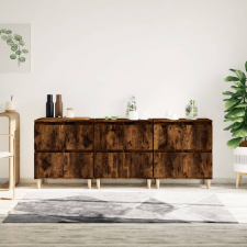vidaXL 3 db füstös tölgy színű szerelt fa tálalószekrény 60x35x70 cm bútor