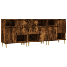 vidaXL 3 db füstös tölgy színű szerelt fa tálalószekrény 60x35x70 cm (3185740) bútor