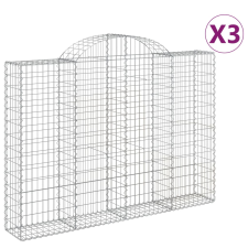 vidaXL 3 db íves horganyzott vas gabion kosár 200x30x140/160 cm (3146153) kerti tárolás