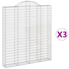 vidaXL 3 db íves horganyzott vas gabion kosár 200x30x220/240 cm (3146237) kerti tárolás
