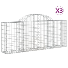 vidaXL 3 db íves horganyzott vas gabion kosár 200x30x80/100 cm (3146090) kerti tárolás