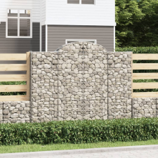vidaXL 3 db íves horganyzott vas gabion kosár 200x50x160/180 cm kerti tárolás