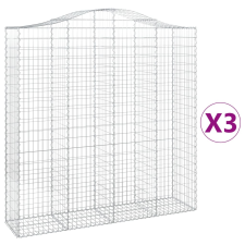 vidaXL 3 db íves horganyzott vas gabion kosár 200x50x200/220 cm (3145746) kerti tárolás