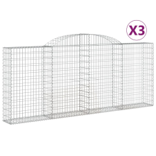 vidaXL 3 db íves horganyzott vas gabion kosár 300x30x120/140 cm (3146540) kerti tárolás