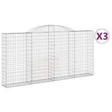 vidaXL 3 db íves horganyzott vas gabion kosár 300x30x140/160 cm (3146558) kerti tárolás