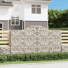 vidaXL 3 db íves horganyzott vas gabion kosár 300x30x160/180 cm kerti dekoráció