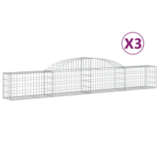 vidaXL 3 db íves horganyzott vas gabion kosár 300x30x40/60 cm (3146468) kerti tárolás