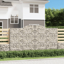 vidaXL 3 db íves horganyzott vas gabion kosár 300x50x160/180 cm bútor