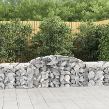 vidaXL 3 db íves horganyzott vas gabion kosár 300x50x60/80 cm kerti dekoráció