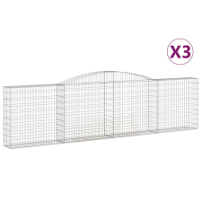 vidaXL 3 db íves horganyzott vas gabion kosár 400x30x100/120 cm (3146867) kerti tárolás