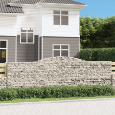 vidaXL 3 db íves horganyzott vas gabion kosár 400x30x120/140 cm kerti dekoráció