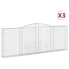 vidaXL 3 db íves horganyzott vas gabion kosár 400x30x140/160 cm (3146893) kerti tárolás