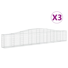 vidaXL 3 db íves horganyzott vas gabion kosár 400x30x60/80 cm (3145801) kerti tárolás