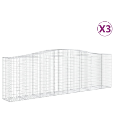 vidaXL 3 db íves horganyzott vas gabion kosár 400x50x120/140 cm (3145970) kerti tárolás