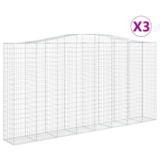 vidaXL 3 db íves horganyzott vas gabion kosár 400x50x200/220 cm (3146022) kerti tárolás