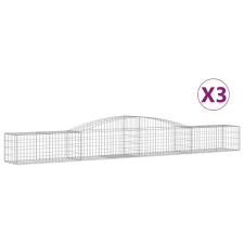 vidaXL 3 db íves horganyzott vas gabion kosár 400x50x40/60 cm (3146958) kerti tárolás