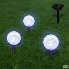 vidaXL 3 db LED kerti gömblámpa cövekkel és napelemmel kültéri világítás