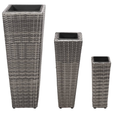 vidaXL 3 db szürke polyrattan kerti magaságyás kerti tárolás