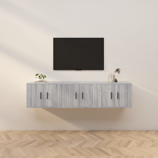 vidaXL 3 db szürke sonoma falra szerelhető TV-szekrény 57x34,5x40 cm bútor