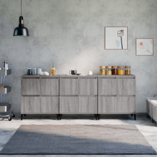 vidaXL 3 db szürke sonoma színű szerelt fa tálalószekrény 60x35x70 cm bútor