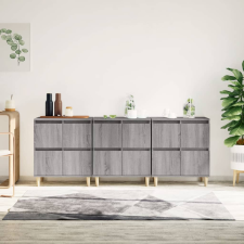 vidaXL 3 db szürke sonoma színű szerelt fa tálalószekrény 60x35x70 cm bútor