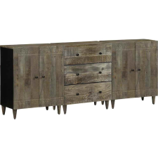 vidaXL 3 db világosszürke tömör mangófa tálalószekrény 60x33,5x75 cm (3310017) bútor