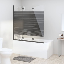 vidaXL 3-paneles fekete ESG összecsukható zuhanyparaván 130 x 130 cm fürdőszoba kiegészítő