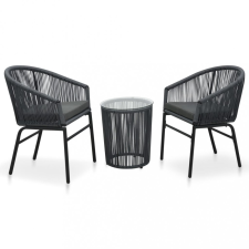 vidaXL 3-részes antracitszürke PVC rattan bisztrószett párnákkal kerti bútor