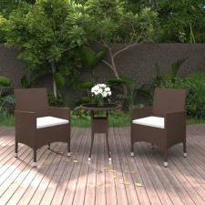 vidaXL 3 részes barna polyrattan és edzett üveg kerti bisztrószett kerti bútor