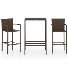 vidaXL 3 részes barna polyrattan kerti bárszett (3064836) kerti bútor