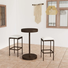 vidaXL 3 részes barna polyrattan kerti bárszett párnákkal kerti bútor