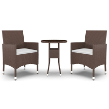 vidaXL 3 részes barna polyrattan kerti étkezőgarnitúra (3058461) kerti bútor