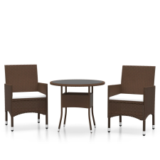 vidaXL 3 részes barna polyrattan kerti étkezőgarnitúra (3058481) kerti bútor