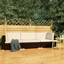 vidaXL 3 részes barna polyrattan kerti kanapészett párnákkal kerti bútor