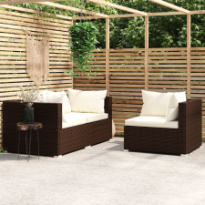 vidaXL 3 részes barna polyrattan kerti ülőgarnitúra párnákkal kerti bútor