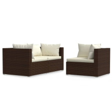 vidaXL 3 részes barna polyrattan kerti ülőgarnitúra párnákkal (317505) kerti bútor