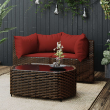 vidaXL 3 részes barna polyrattan kerti ülőgarnitúra párnával kerti bútor