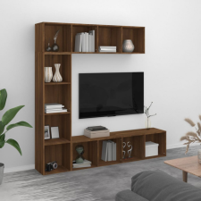 vidaXL 3-részes barna tölgyszínű fa könyv/TV-szekrény 180x30x180 cm bútor