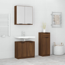 vidaXL 3-részes barna tölgyszínű szerelt fa fürdőszobaszekrény-szett fürdőszoba bútor