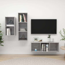vidaXL 3 részes betonszürke forgácslap TV-szekrény szett bútor