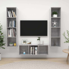 vidaXL 3 részes betonszürke forgácslap TV-szekrény szett bútor